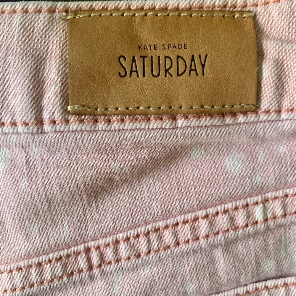 Kate Spade pink/white splatter print Saturday shortie Jean shorts size 8 - Picture 4 of 5